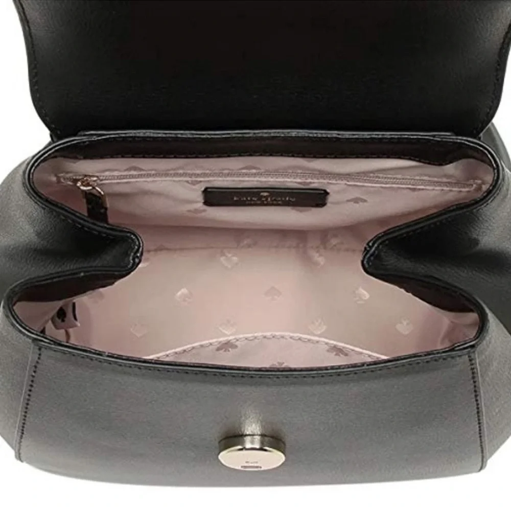 Kate Spade Adel Medium Flap Backpack in Black Leather Style #wkru6412 Like New